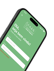 Celular com o aplicativo P.A.E.S