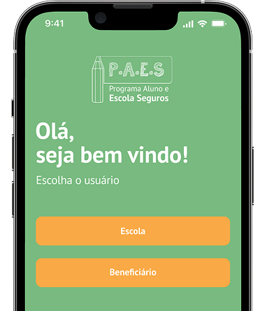 Celular com o aplicativo P.A.E.S