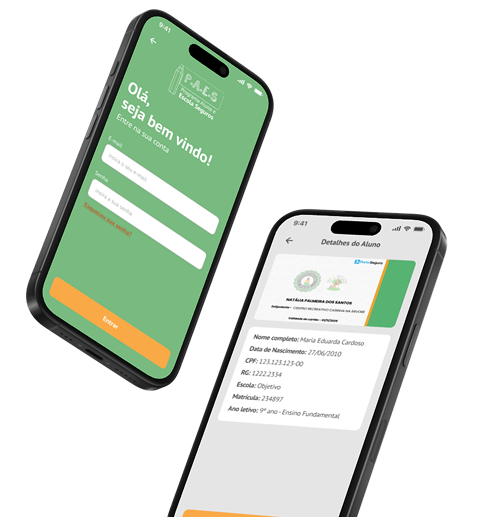 Celulares com o aplicativo P.A.E.S